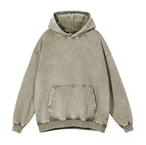 Custom Sage Green Acid Wash Hoodie Men Oversized Drop Shoulder Pullover <b>Vintage</b> Casual Streetwear <b>Sweatshirt</b> - Product Image 4