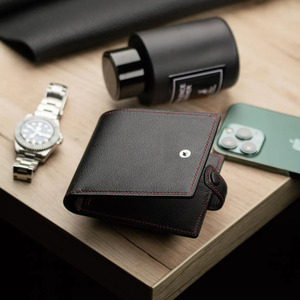 Portefeuilles en cuir pour hommes, pliables, anti-RFID, fournisseur OEM, logo personnalisé, qualité export, portefeuilles tendance en vente en gros. - Product Image 2