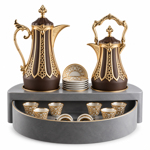 Luxury Middle Eastern Metal Coffee & <b>Tea</b> <b>Set</b> with Heat-Resisting Gold Accents and Ornate Design for <b>Afternoon</b> <b>Tea</b> - Product Image 4