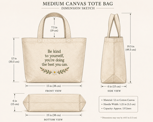 Bolsa de lona con diseño floral bordado Be Kind To Yourself, estilo minimalista, para todas las estaciones - Product Image 2