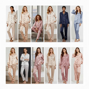 Pijama de seda suave al por mayor para mujer, conjunto de dos piezas sexy con tirantes y cuello redondo, talla grande, estilo vintage, para verano - Product Image 3