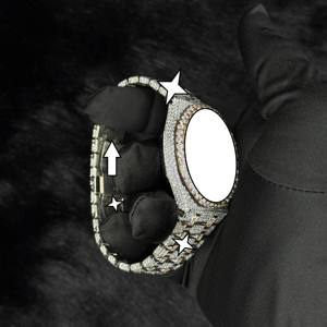 Nuevo Reloj de Lujo de Negocios, Cuadrado, Estilo Antiguo, de Acero Inoxidable, Completamente Engastado con Diamantes Cultivados en Laboratorio VVS, Mecánico Automático - Product Image 3