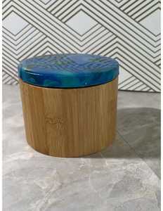 Luxury Wooden Salt Jar Minimalist Round Salt Cellar <b>with</b> Lid Eco Friendly Tabletop <b>Storage</b> Container for Modern Kitchen - Product Image 2