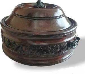 Boîte à roti en bois artisanale avec couvercle, rangement traditionnel pour chapati, chauffable, écologique, isotherme, pour la cuisine et la salle à manger - Product Image 1