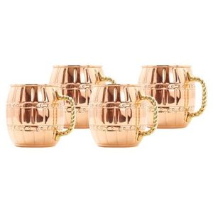 Ensemble de 4 tasses à Moscow Mule en cuivre pur de 16 oz, tasses en cuivre martelé à la main avec poignée en corde dorée pour cocktails et bière - Product Image 1