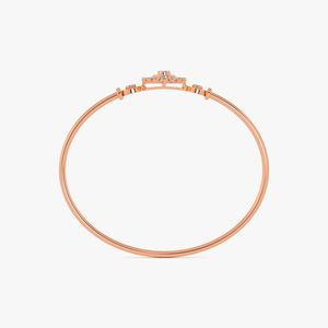 Rose Gold Lab Grown Diamond Circular Halo <b>Bangle</b> <b>Bracelet</b> - Product Image 5