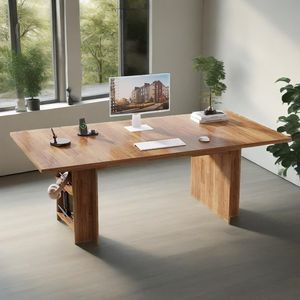 Modern Executive Office <b>Desk</b> 62.99-Inch Large Long Writing <b>Table</b> with Storage Shelves Computer <b>Desk</b> - Product Image 3
