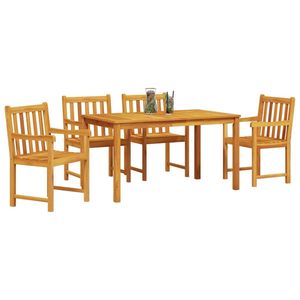 Juego de comedor de jardín de madera maciza de acacia marrón de 5 piezas - Product Image 3