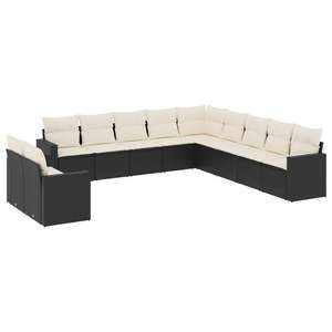 Conjunto de Sofá de Jardín de Ratán PE Negro con Patas Ajustables Grandes, Muebles de Exterior Cómodos y Elegantes - Product Image 2