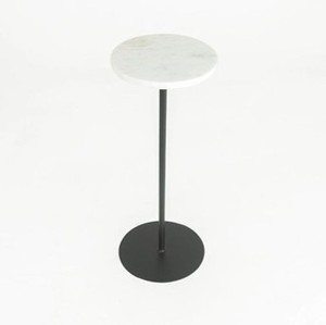 Modern Round <b>Marble</b> <b>Top</b> <b>Side</b> <b>Table</b> with Black Metal Base Minimalist Bedroom Furniture Decorative Accent <b>Table</b> - Product Image 3