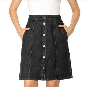 Casual Washed Colored Slant Pocket Denim Skirt Sweet Style Breathable Denim Skirt for Summer - Product Image 6
