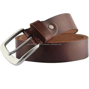 Ceinture décontractée en cuir véritable 100% Top Grain pour hommes avec boucle à broche unique nickelée et vis Chicago pour le changement de boucle - Product Image 5