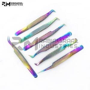 Pince à épiler multi-usage en acier inoxydable RMI, nouvelle tendance, avec pointe en fibre de différentes formes et poignée diamantée, pince à épiler à pointe classique. - Product Image 3