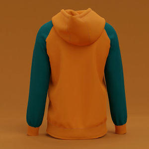 Sudadera con Capucha para Hombre, Color Naranja y Verde, con Cierre, Estilo Casual, Bloques de Color, para Invierno - Product Image 4
