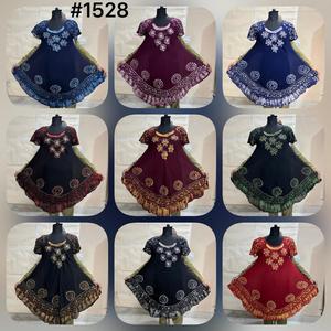 Vestido Bohemio Dulce de Crepé Estampado con Cuello en V, Manga Corta, Cintura Baja, 100% Viscosa, Antiarrugas, Transpirable y de Corte Holgado - Product Image 3