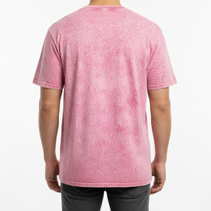 T-shirt à manches courtes pour homme, rose tie-dye, col rond, coupe classique, jersey en coton décontracté - Product Image 2
