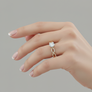 Bague de fiançailles vintage Infinity Stonewels plaquée or |   Diamant de laboratoire pour un style luxueux certifié - Product Image 2