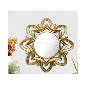 Miroir mural rond en métal de luxe fabriqué à la main miroir mural décoratif surdimensionné élégant pour la maison et la ferme modernes - Product Image 2