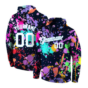 Sudadera con Capucha Deportiva 3D Personalizada con Estampado de Grafiti, Color Blanco y Azul Claro, Estilo Urbano, Informal - Product Image 1