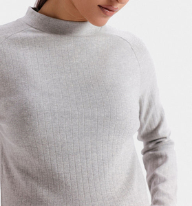 เสื้อยืดคอกลมแขนยาวผ้าแคนวาสคุณภาพสูงสำหรับผู้หญิง เนื้อผ้าริบ ระบายอากาศได้ดี ไม่เป็นขุย แห้งเร็ว ทรงปกติ - Product Image 2