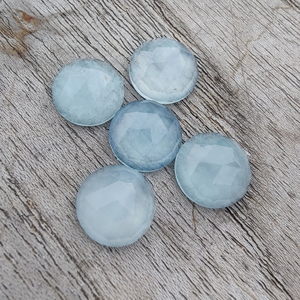 Piedra Preciosa Redonda Calibrada con Corte Checker, Color Aqua Natural, para Joyería, Venta al por Mayor en Todos los Tamaños - Product Image 3