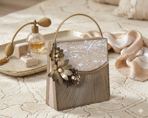 Bolso de Hombro Vintage para Mujer, Estilo Artesanal, con Madreperla y Bordado Metálico, Adornado con Piedras - Product Image 1
