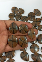 Radha Arts Cabochon de pierre précieuse naturelle en Chiastolite Marron Noir, 25-40mm, Pierre Croix Rare, Poli Lisse, pour Bijoux
