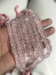 8MM 9MM Rose Quartz Faceted Rondelle <b>Beads</b> 16 inch Strand <b>Large</b> Size Natural Rose Quartz Gemstone For Jewelry Making Wholesale - Product Image 6
