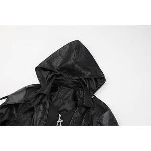 Men‘s PU Hooded Leather Steampunk <b>Jacket</b> Medieval <b>Gothic</b> Victorian Vampire Coat Tailcoat Gear Design Adjustable - Product Image 4