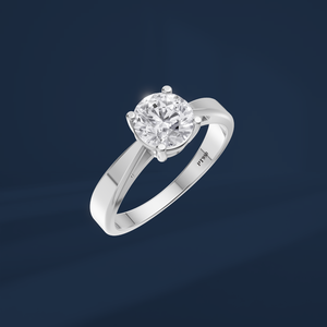 Bague de fiançailles classique pour femme avec diamant rond brillant PT950, bijoux en diamant naturel - Product Image 1