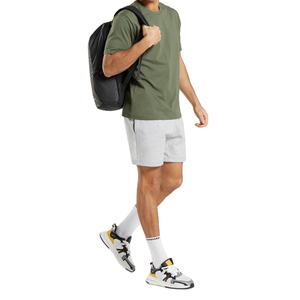 Shorts de jogging décontractés pour hommes en molleton gris chiné tricoté, 240g, en Spandex/Polyester, taille mi-haute, avec logo frontal et cordon de serrage, style athlétique - Product Image 6