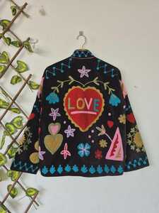 Standout Piece Handmade Velvet Suzani Embroidered Jacket Boho <b>Women</b> Floral Statement <b>Coat</b> <b>Mustard</b> Yellow Embroidery Winter Blaze - Product Image 4