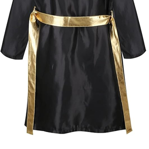 Robe de combat MMA/Sanda noire à capuche avec ceinture dorée, en polyester PC durable, unisexe, pour adulte, respirante, protection intégrale, toutes saisons - Product Image 5