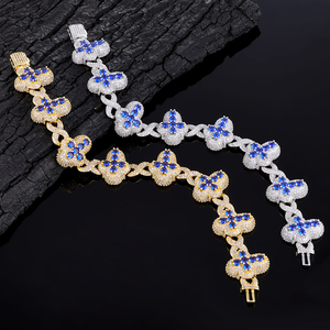 Bracelet Papillon en Moissanite et Argent 925 avec Saphir Bleu pour Femme, Chaîne à Maillons Floraux Sertie de Pierres, Bijou Élégant et Tendance, Idéal pour Cadeau et Occasions Spéciales - Product Image 4