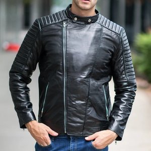 Veste noire personnalisée avec logo, très vendue, pour hommes, vestes en cuir vintage pour hommes, vestes de haute qualité, vestes d'hiver, style streetwear - Product Image 1