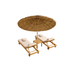 Ensemble de chaises longues de piscine tropicales ARTERRA Premium en teck avec parasol, mobilier de luxe pour projets de villas - Product Image 3