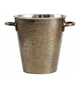 Cubo de hielo de metal martillado hecho a mano, redondo, estilo vintage, para fiestas, con doble asa. - Product Image 1