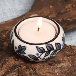 Venta al por mayor de cerámica decorativa gris y blanco T luz portavelas de mesa mejor para regalos de decoración de festivales - Product Image 2