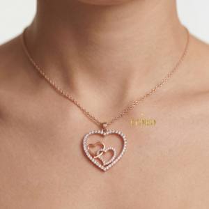 Impresionante Collar de Lujo con Diamantes y Oro, Símbolo de Amor Eterno para Mujer, para Bodas, Fiestas, Regalos Nupciales, Aniversarios, Uso Diario - Product Image 1