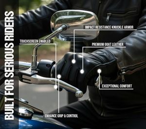 Guantes de Motocicleta de Cuero Premium con Pantalla Táctil, Antideslizantes, Transpirables, con Forro de Felpa Suave, Deportivos, para Hombre y Mujer, Uso en Exteriores, Color Negro - Product Image 6