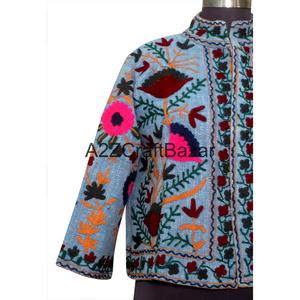 Chaqueta Bomber A2ZCraftBazar con Estampado Floral Vintage, Multitemporada, 100% Algodón, Cuello en V, Cierre de Pespunte Abierto, TNT Suzani - Product Image 2