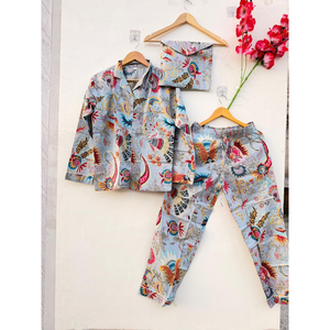 ชุดนอนผ้าฝ้ายผู้หญิงชุดนอนนุ่มระบายอากาศ - Product Image 1