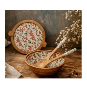 Tazón de Ensalada de Madera Ecológico con Diseño Exclusivo, Acabado Pulido, en Madera de Mango, Teca y Acacia, Tazón Esmaltado - Product Image 2