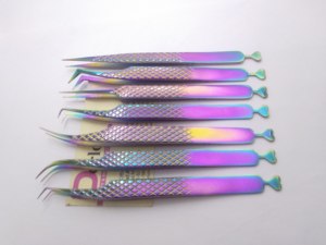 Pince à cils à poignée en acier inoxydable, volume incurvé au plasma noir, extension pointue greffée, pince à épiler et ciseaux à ressort - Product Image 5
