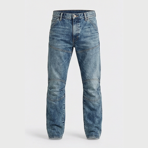 Jean en denim délavé coupe droite pour homme, taille haute, coupe régulière, en coton, style décontracté, pantalon d'automne - Product Image 1