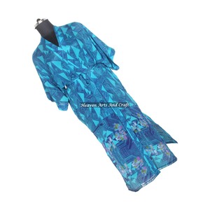 KL005 Beautiful Vintage Blended Poly Silk Sari Kimono Long Robe Double Pocket Nightgown Women Summer <b>Winter</b> Quick Dry Drawstring - Product Image 6