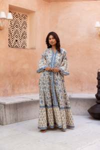 Floral Printed Eco-Friendly Maxi <b>Dress</b> Women <b>Loose</b> Fit O-Neck Boho Style Cotton Long Sleeve Tassel <b>Summer</b> Casual - Product Image 2