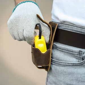 Porte-mètre ruban en cuir fait main, pochette de ceinture portable pour outils, idéal pour charpentier, électricien, ouvrier du bâtiment, à prix réduit - Product Image 6