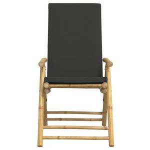 Ensemble de 6 chaises de jardin inclinables gris foncé avec assise confortable en bambou pour l'extérieur - Product Image 4