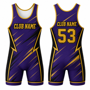 Singlet de Lucha Unisex Personalizado, de Una Pieza, con Estampado por Sublimación, Ajustado, de Secado Rápido, 100% Poliéster, para Adultos - Product Image 1